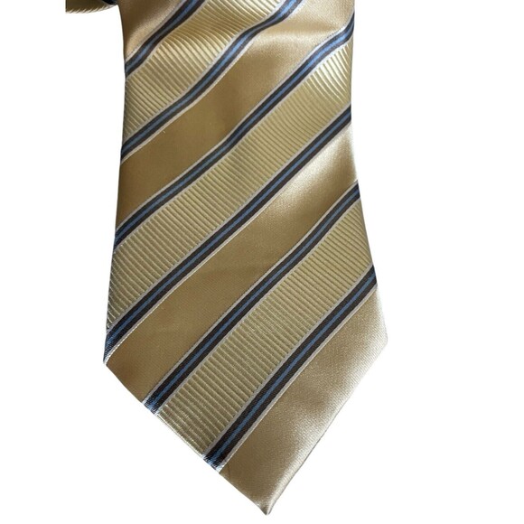 Donald Trump Signature Collection Necktie 100% Silk Yellow Blue Gold Stripe Tie - Picture 9 of 14